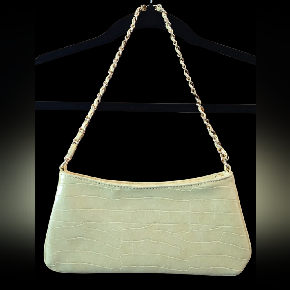 Forever 21 Croc Embossed Synthetic Leather Shoulder Bag In Light Yellow